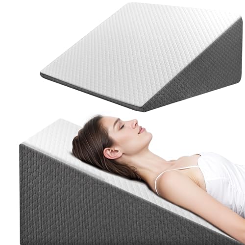 OAISZ Wedge Pillow for Sleep Apnea, Bed Wedge Pillow for Headboard, Headboard Triangle Pillow Wedge for Acid Reflux, After Surgery, Snoring, Cooling Memory Foam Top, Removable Cover, 24x24x12Inch - Image 1