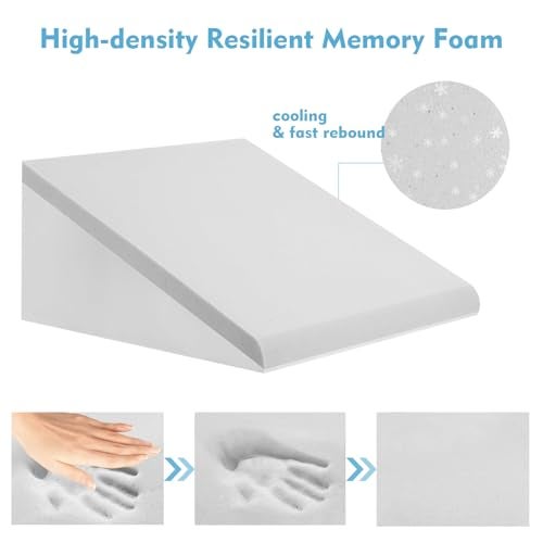 OAISZ Wedge Pillow for Sleep Apnea, Bed Wedge Pillow for Headboard, Headboard Triangle Pillow Wedge for Acid Reflux, After Surgery, Snoring, Cooling Memory Foam Top, Removable Cover, 24x24x12Inch - Image 4