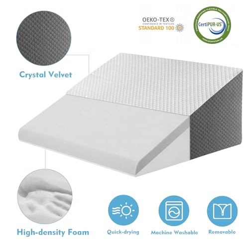 OAISZ Wedge Pillow for Sleep Apnea, Bed Wedge Pillow for Headboard, Headboard Triangle Pillow Wedge for Acid Reflux, After Surgery, Snoring, Cooling Memory Foam Top, Removable Cover, 24x24x12Inch - Image 2