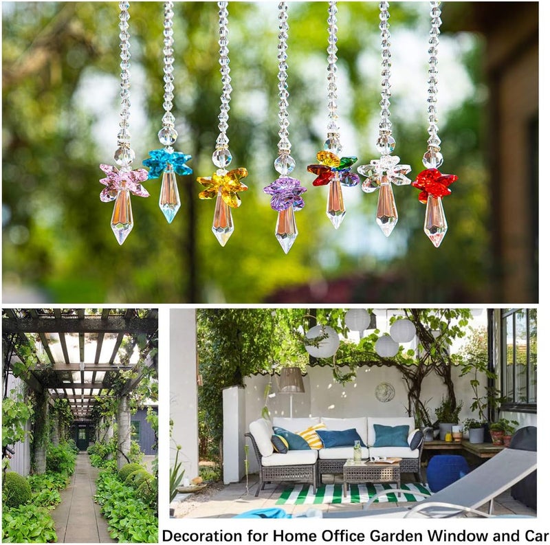 QFkris 7pcs Rainbow Guardian Angel Crystal Suncatcher for Home/Car Decoration & Porch Decor & Hangings Crystal Glass Ornament - Image 2