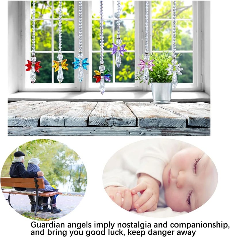 QFkris 7pcs Rainbow Guardian Angel Crystal Suncatcher for Home/Car Decoration & Porch Decor & Hangings Crystal Glass Ornament - Image 3