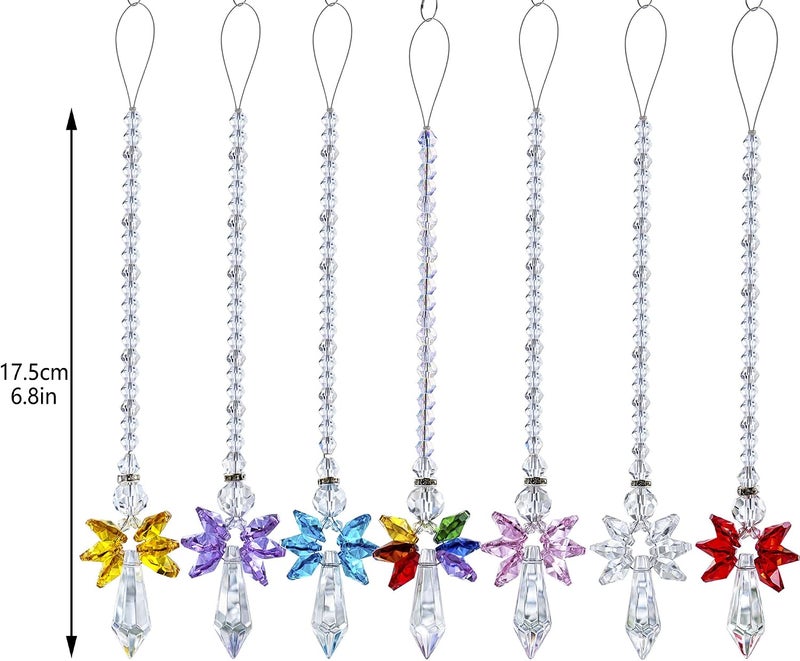 QFkris 7pcs Rainbow Guardian Angel Crystal Suncatcher for Home/Car Decoration & Porch Decor & Hangings Crystal Glass Ornament - Image 4