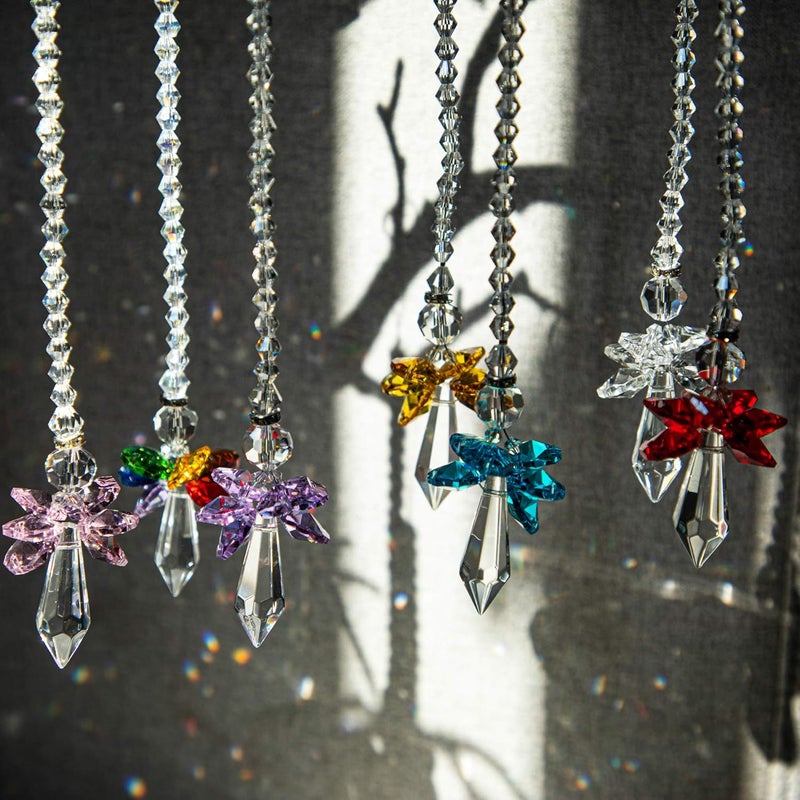 QFkris 7pcs Rainbow Guardian Angel Crystal Suncatcher for Home/Car Decoration & Porch Decor & Hangings Crystal Glass Ornament - Image 5