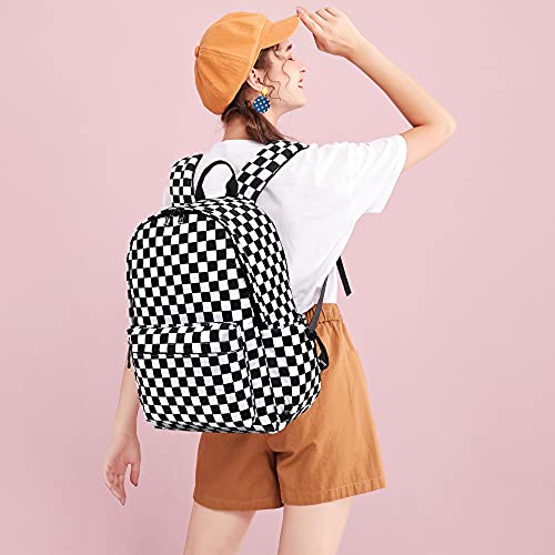 Yusudan Checkered School Backpack for Girls Women, Teens School Bags Bookbags Ladies Laptop Backpacks - Image 2