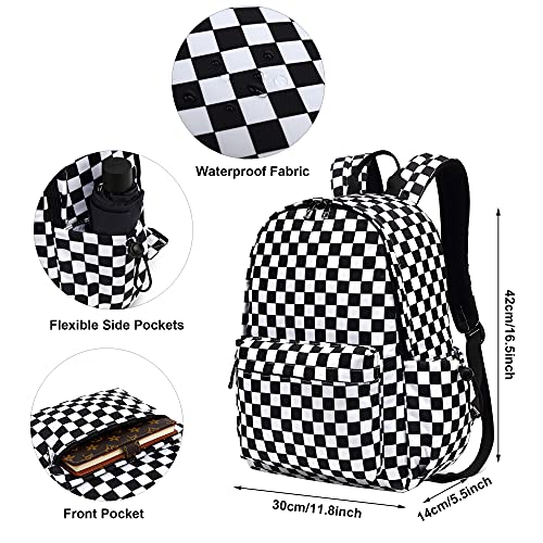 Yusudan Checkered School Backpack for Girls Women, Teens School Bags Bookbags Ladies Laptop Backpacks - Image 4