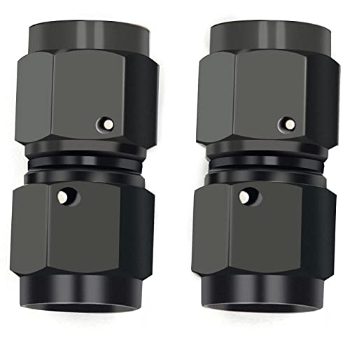 CNRAQR 6AN Female to 6AN Female Straight Swivel Coupler Fitting Adapter 9/16-18UNF Thread Aluminium Anodized Black 2PCS - Image 1