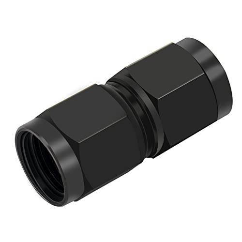 CNRAQR 6AN Female to 6AN Female Straight Swivel Coupler Fitting Adapter 9/16-18UNF Thread Aluminium Anodized Black 2PCS - Image 4