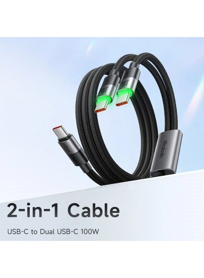 MCDODO CA 6740 2 in 1 USB C Cable 100W Fast Charging 1.5M  Black - Image 2
