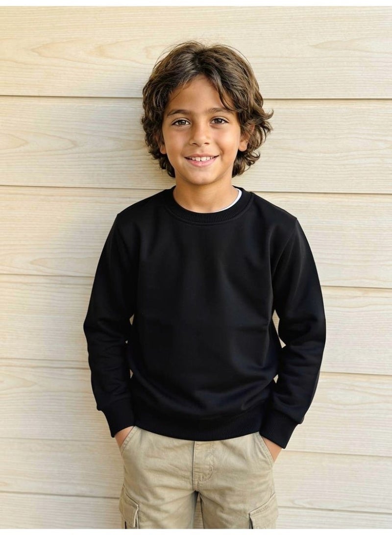 هورس بولو سويت شيرت للاطفال سادة , اسود - Image 1