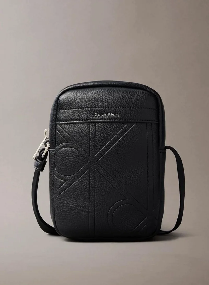 Allover Embossed Emblem Logo Slim Reporter Bag