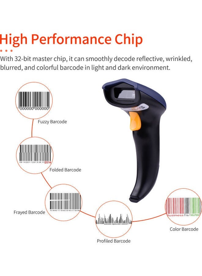 NIBEMINENT Handheld 1D2D/QR Barcode Scanner USB Wired Compatible with Windows Android Mac for Supermarket Library Logistics Warehouse Black  - Image 2