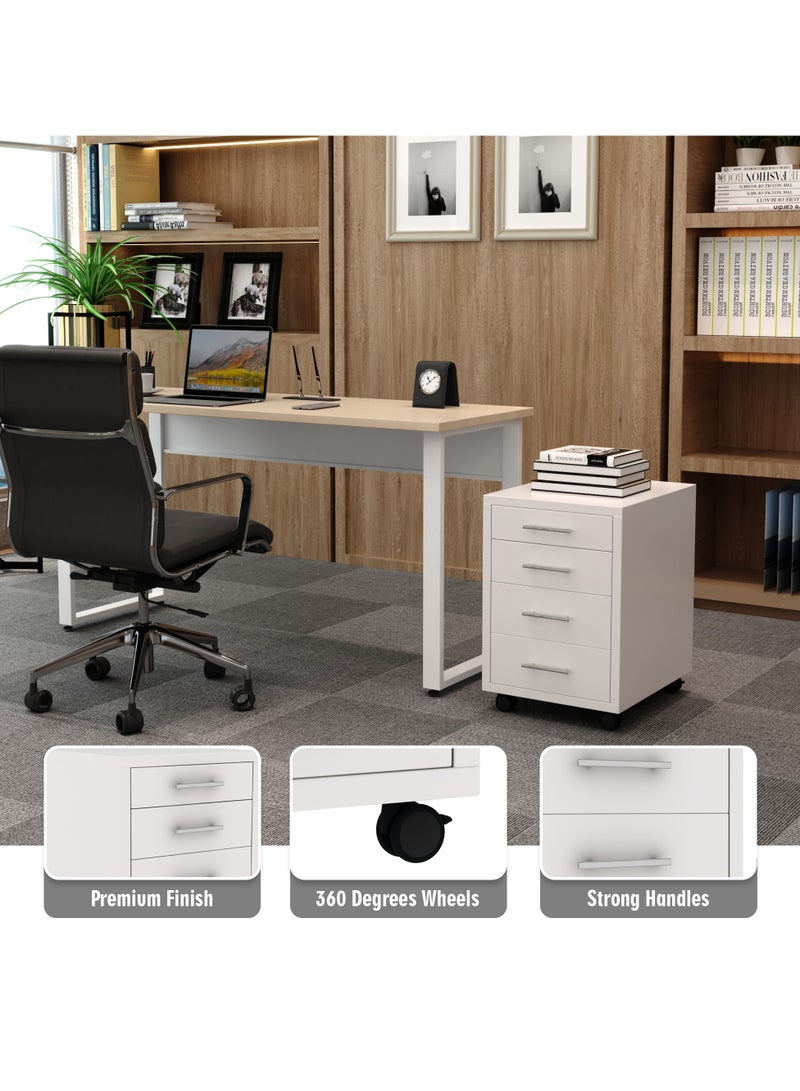 RIGID Four Drawer Mobile Pedestal Storage Unit Beige 56x40x50cm  - Image 3