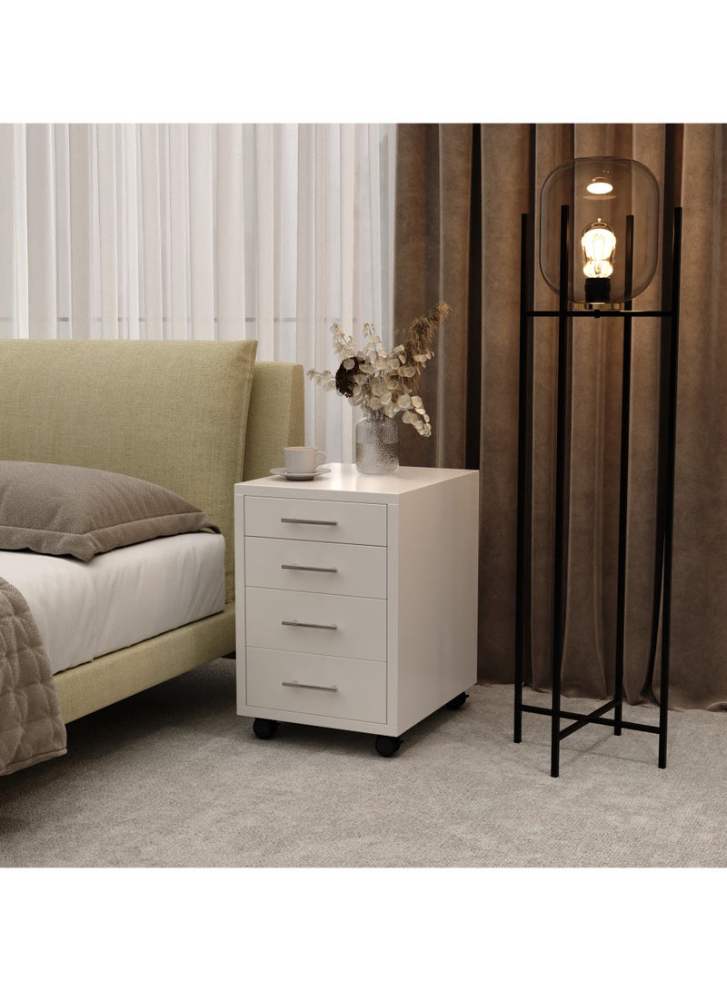 RIGID Four Drawer Mobile Pedestal Storage Unit Beige 56x40x50cm  - Image 1