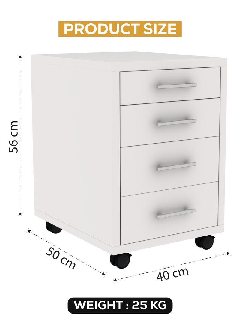 RIGID Four Drawer Mobile Pedestal Storage Unit Beige 56x40x50cm  - Image 2