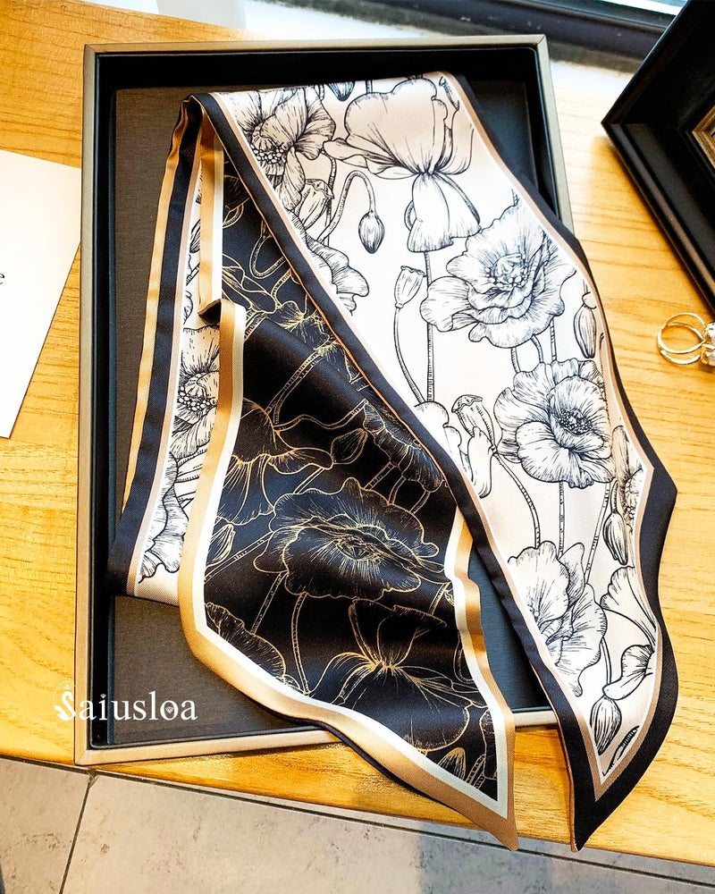 Saiusloa Purse Scarf For Handbags Head Scarves For Women's Hair Bags Scarfs Long Skinny Scarves Fashion Silky For Headbands-A37 - Image 2