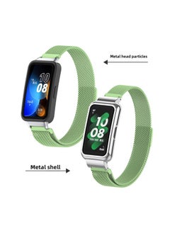 For HuaweiBracelet 10 Strap For HuaweiBand987 Glory Bracelet Universal Wristband Milanese Strap-Color:37# Milan Matcha Green-Specifications:Applicable To For HuaweiBand 10/9/8/7 Generation (with Metal Case)