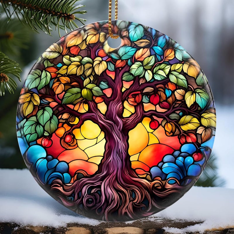 Touber Christmas Ceramic Ornament, Holiday Decoration, Heirloom Keepsake, Round, Gift Exchange, Tree of Life, Unisex-Adults - Image 1