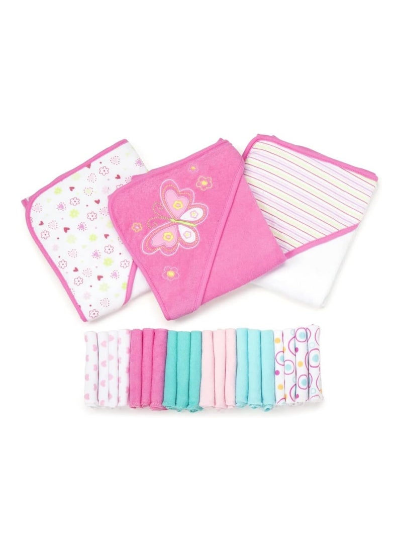Spasilk Pack Of 23 Bath Hooded Towels And Washclothes Set For Babies  - Image 1