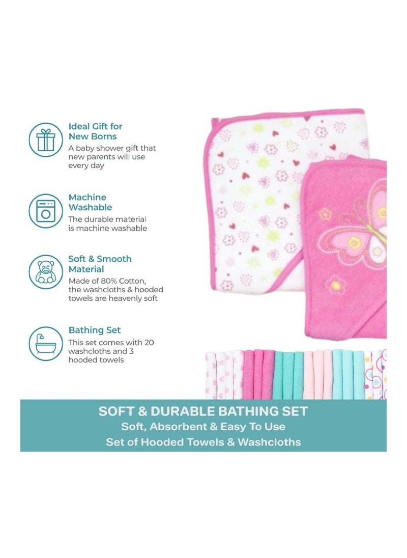 Spasilk Pack Of 23 Bath Hooded Towels And Washclothes Set For Babies  - Image 4