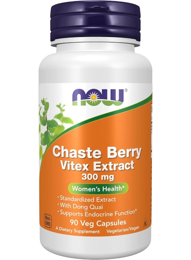 NOW Supplements, Chaste Berry Vitex Extract 300 mg with Dong Quai, Women's Health*, 90 Veg Capsules - Image 1