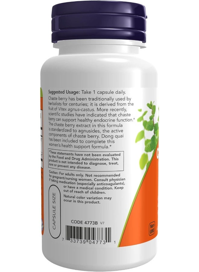 NOW Supplements, Chaste Berry Vitex Extract 300 mg with Dong Quai, Women's Health*, 90 Veg Capsules - Image 3