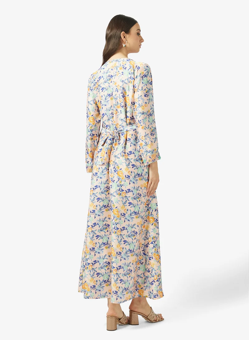 ARABIAN CLOSET Embellished Belted Jalabiya