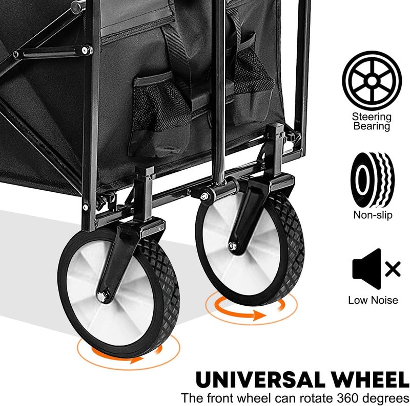 MUGATH Collapsible Foldable WagonBeach Wagon Cart Heavy Duty with Wheels FoldableUtility Folding Grocery Wagon for Camping Shopping Sports Outdoor Activities Big - Image 3