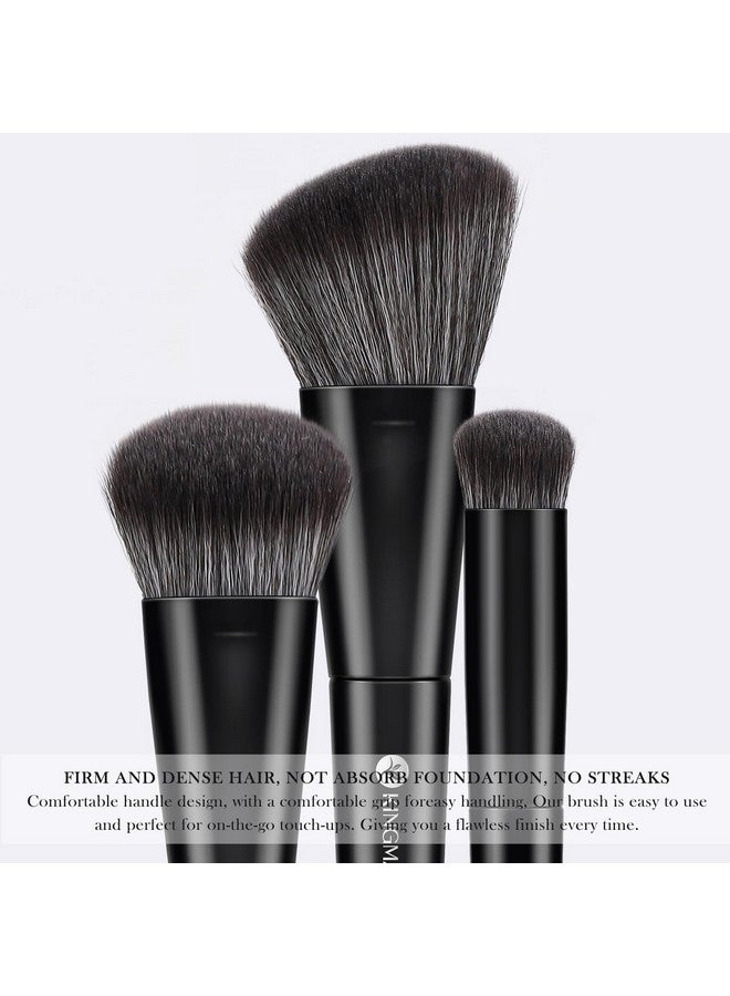 KINGMAS Kabuki Makeup Brushes, 3Pcs Angled Foundation Brush & Contour Concealer Brush Under Eye & Blusher Brush for Face Blush Bronzer Travel Buffing Stippling Contour Liquid Blending Makeup Brush set - Image 2