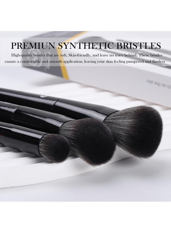 KINGMAS Kabuki Makeup Brushes, 3Pcs Angled Foundation Brush & Contour Concealer Brush Under Eye & Blusher Brush for Face Blush Bronzer Travel Buffing Stippling Contour Liquid Blending Makeup Brush set - Image 3