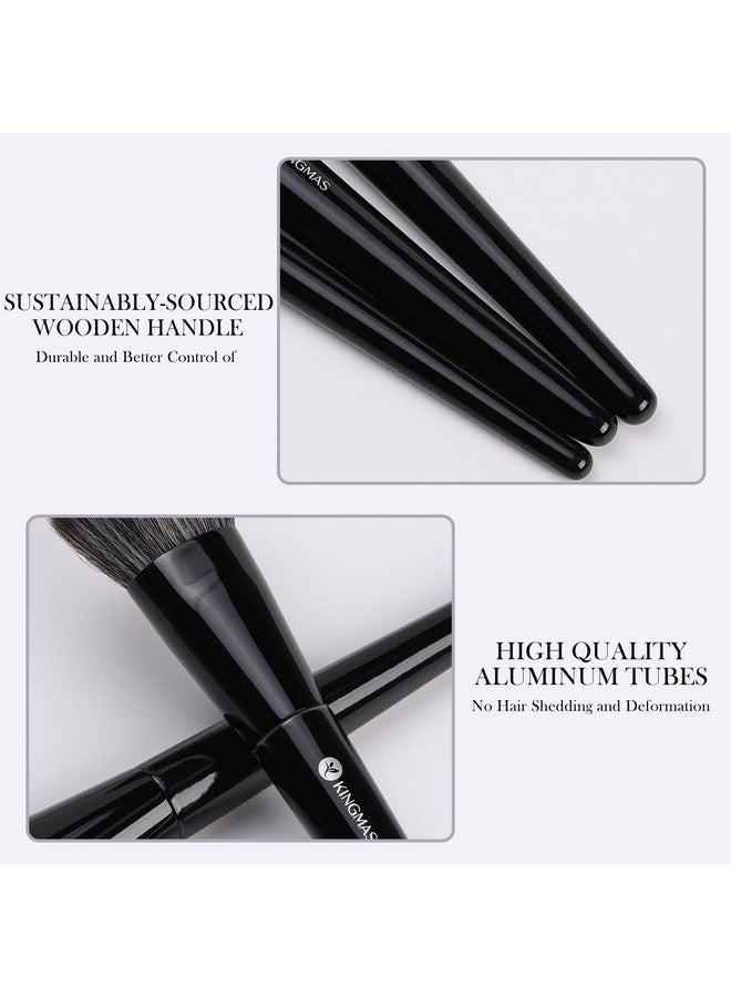 KINGMAS Kabuki Makeup Brushes, 3Pcs Angled Foundation Brush & Contour Concealer Brush Under Eye & Blusher Brush for Face Blush Bronzer Travel Buffing Stippling Contour Liquid Blending Makeup Brush set - Image 5