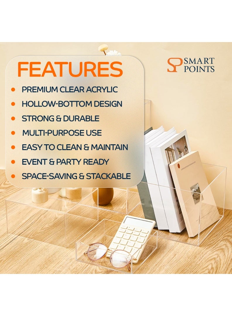 "سمارت بوينتس  " حوامل عرض شفافة من الأكريليك  – طقم 6 قواعد متعددة الأحجام للكعك والحلويات والمشروبات والديكور - Image 3