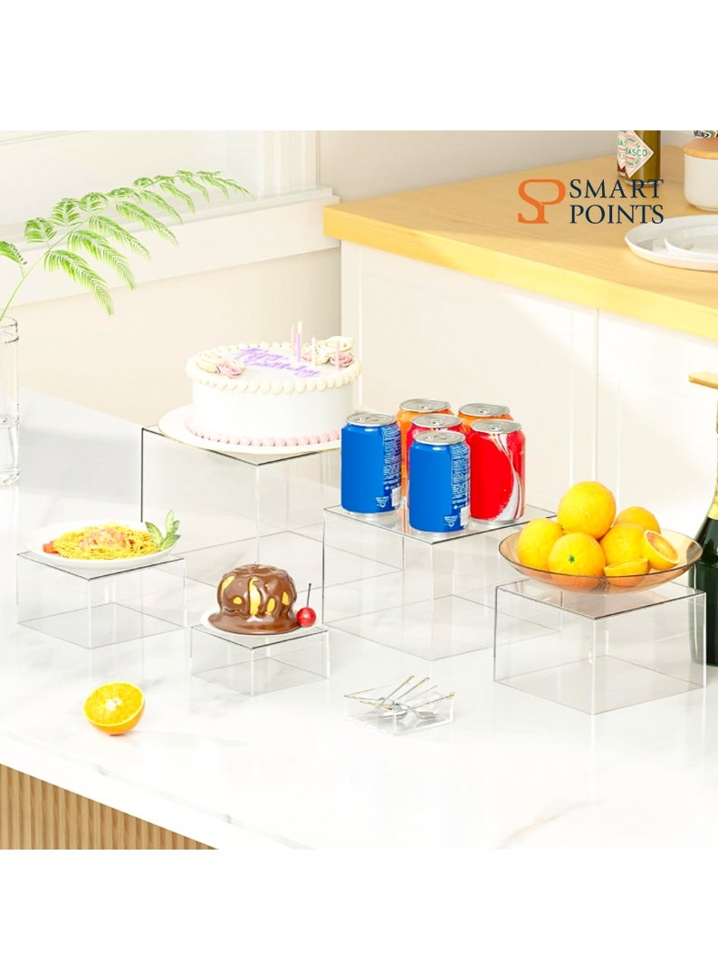 "سمارت بوينتس  " حوامل عرض شفافة من الأكريليك  – طقم 6 قواعد متعددة الأحجام للكعك والحلويات والمشروبات والديكور - Image 2