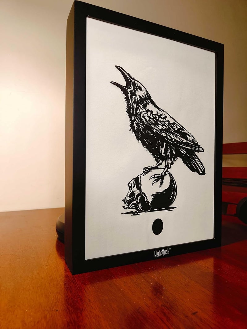 LightMask - Beyond Imagination Crow on Scalp LED Shadow Box 116x156 Inch 3D Flying Birds Illuminated LightUp Wall Art Handmade Decorative Shadowbox Frame with LED for Home Office Decor - Image 2