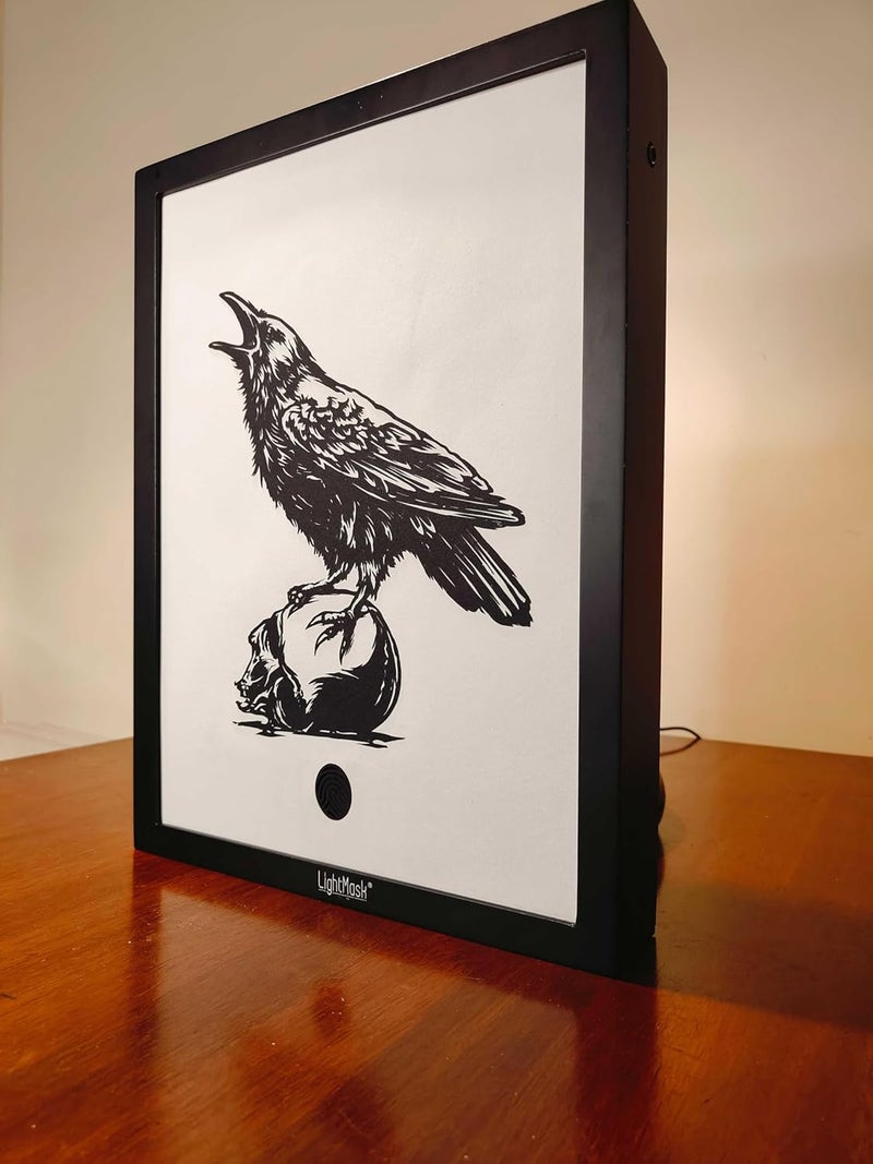 LightMask - Beyond Imagination Crow on Scalp LED Shadow Box 116x156 Inch 3D Flying Birds Illuminated LightUp Wall Art Handmade Decorative Shadowbox Frame with LED for Home Office Decor - Image 4