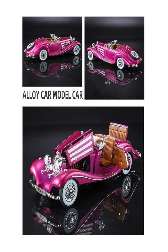 داي كاست سيارة مرسيدس بنز 500K كلاسيكية بمقياس 1/24، نموذج سيارة من سبائك معدنية مصبوبة، مزودة بأصوات وإضاءة (أرجوانية) - Image 2