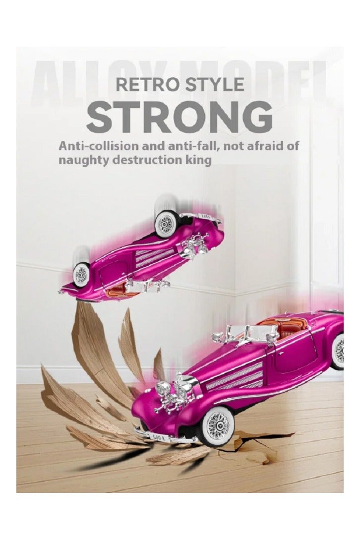 داي كاست سيارة مرسيدس بنز 500K كلاسيكية بمقياس 1/24، نموذج سيارة من سبائك معدنية مصبوبة، مزودة بأصوات وإضاءة (أرجوانية) - Image 4