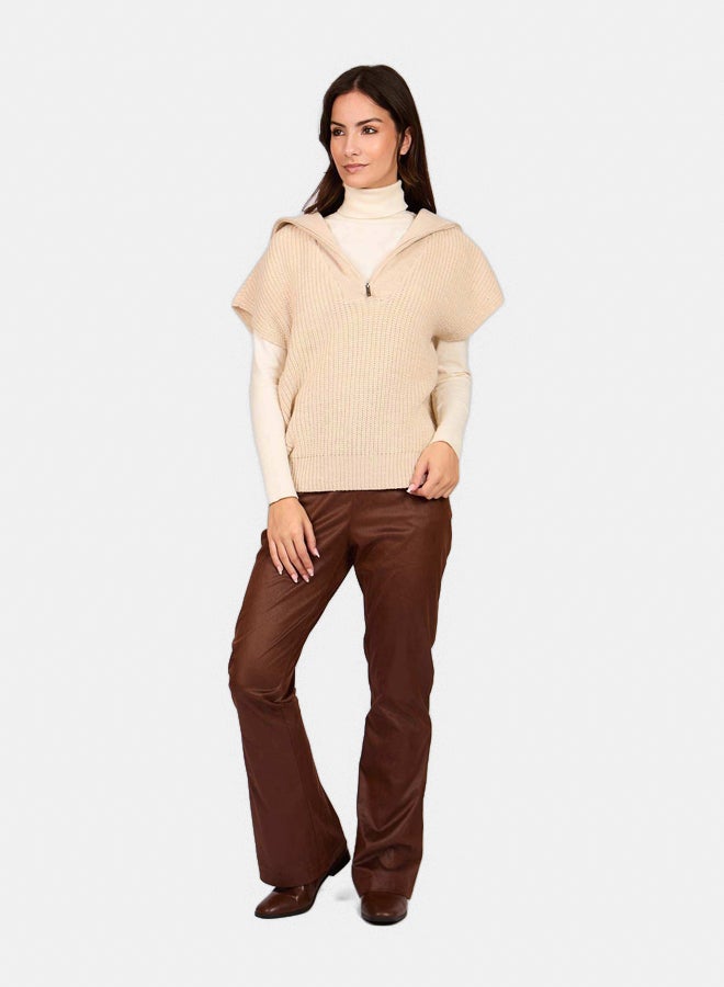 Dare Women Regular Fit Vest - Brown 