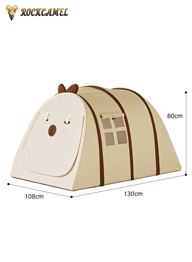 ROCKCAMEL "خيمة أطفال على شكل دب بنوافذ شبكية وحقيبة تخزين، سهلة الفتح والطي، مساحة لعب واسعة، هدية عيد ميلاد وأعياد للأطفال للاستخدام الداخلي والخارجي، 130*108*80 سم   " - Image 4