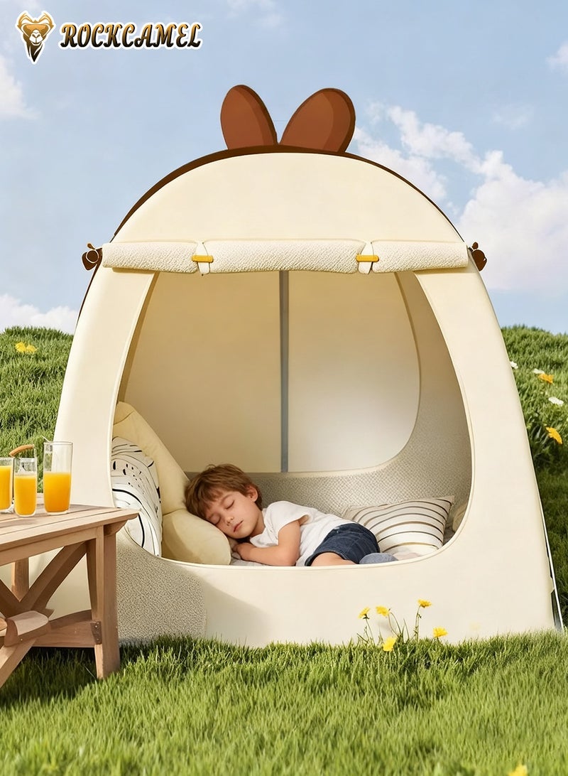 ROCKCAMEL "خيمة أطفال على شكل دب بنوافذ شبكية وحقيبة تخزين، سهلة الفتح والطي، مساحة لعب واسعة، هدية عيد ميلاد وأعياد للأطفال للاستخدام الداخلي والخارجي، 130*108*80 سم   " - Image 5