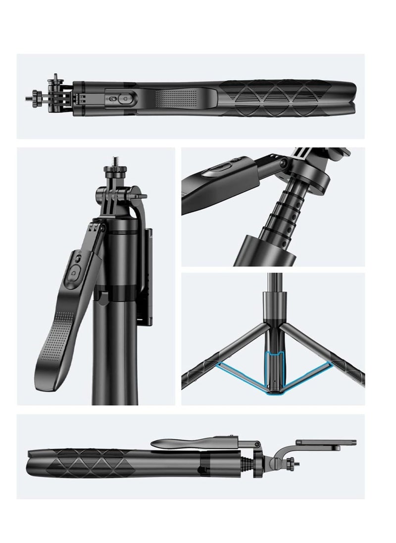 PLOKAMA - Multifunctional Selfie Stick Tripod, Rotatable Extendable to 160cm with Bluetooth Wireless Remote Control Phone Holder Portable and Retractable, Compatible with All Kinds of Mobile Phones and Cameras - Image 1