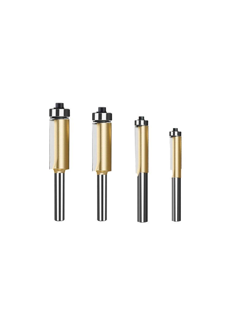 Zikra Flush Trim Router Bits Set 1/4'' Shank Carbide Template Top Bearing Flush Trim Bits Set Handy Durable Sharp Prevent Tear-Out - Image 1