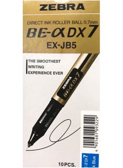 ZEBRA 10 Piece DX7 Direct Ink Roller Ball Blue Ink Pen 0.7mm  - Image 1