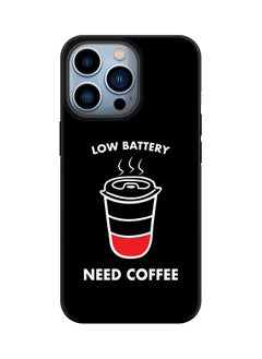 Tough Pro Series Case for Apple iPhone 14 Pro Dual Layer hybrid PC & TPU Customized Mobile Cover Shield with inner TPU protection Matte Finish - Low battery need coffee