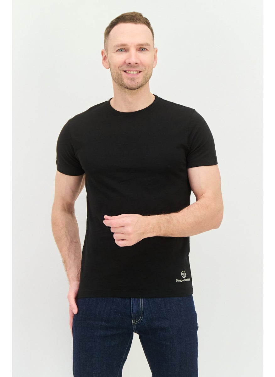 Sergio Tacchini - Men 2 Pcs Crew Neck Short Sleeve Brand Logo T-Shirt, Black - Image 1