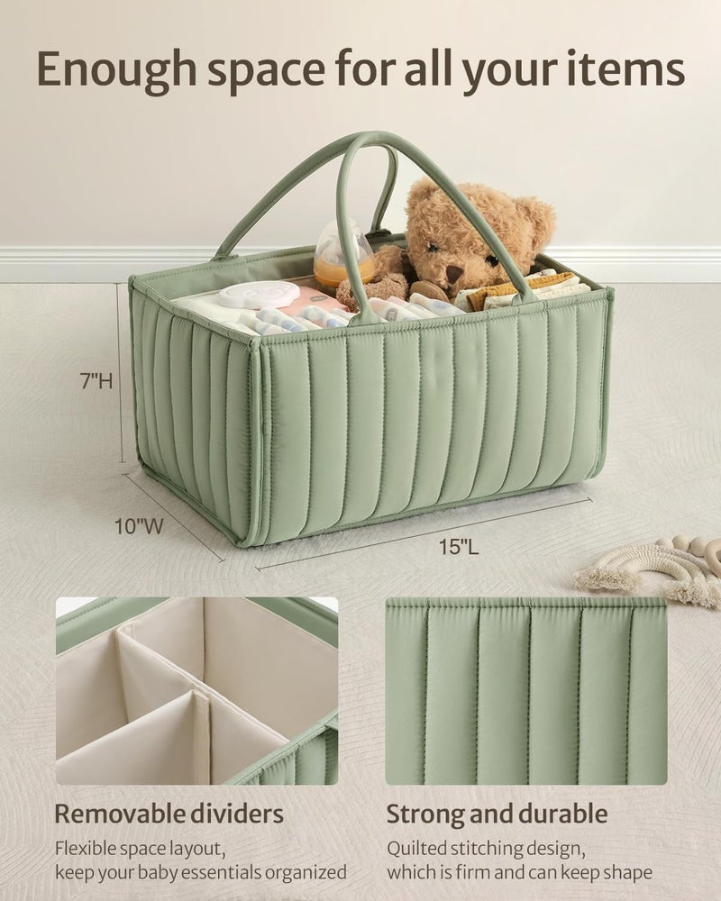 VPGS Diaper Caddy Organizer for Baby - Diaper Holder Organizer for Changing Table, Nursery Storage Bin Basket with Handle, Diaper Organizer Suitable for Indoor Outdoor - Image 5