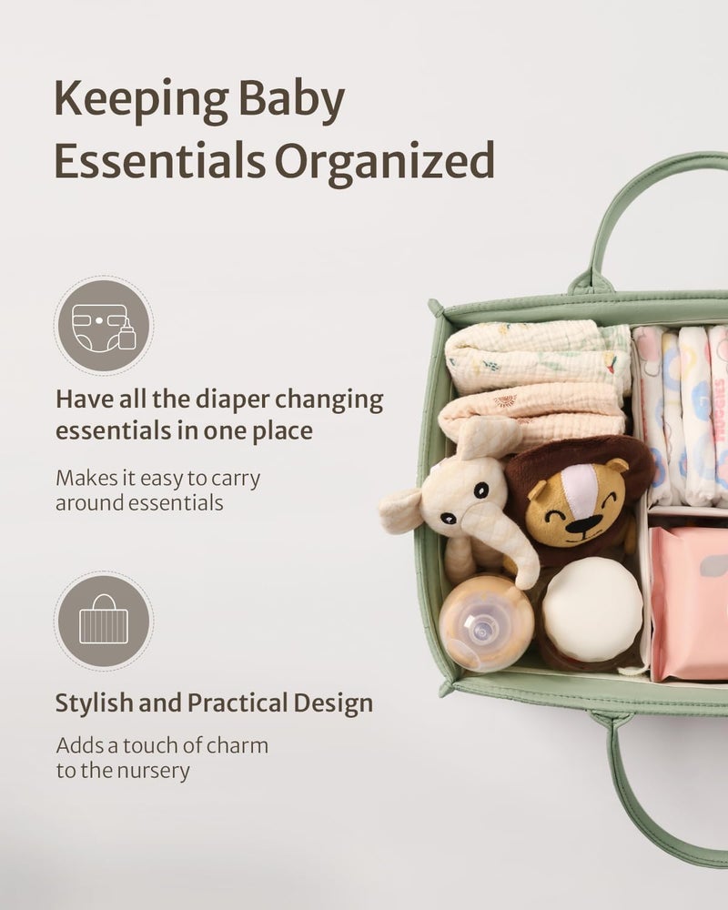 VPGS Diaper Caddy Organizer for Baby - Diaper Holder Organizer for Changing Table, Nursery Storage Bin Basket with Handle, Diaper Organizer Suitable for Indoor Outdoor - Image 2