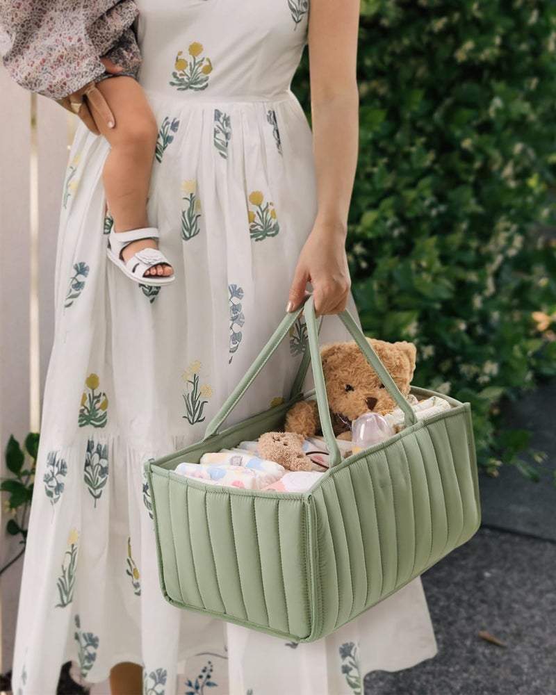 VPGS Diaper Caddy Organizer for Baby - Diaper Holder Organizer for Changing Table, Nursery Storage Bin Basket with Handle, Diaper Organizer Suitable for Indoor Outdoor - Image 1