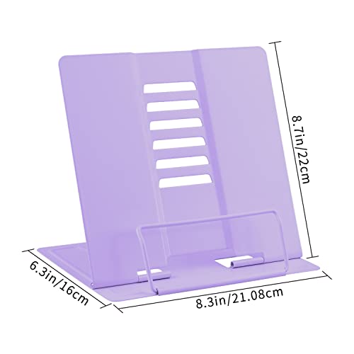 Honagu Metal Desk Book Holder, Hands Free Adjustable Cookbook & Document Holder, Portable Bookstand for Music Books, Textbooks, Recipes, Tablets & iPads (Purple) - Image 4