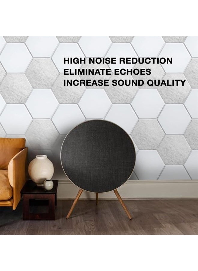 12 Pack Hexagon Acoustic Panels,  High Density Sound Absorbing Panels Sound Proof Insulation Beveled Edge Studio Treatment Tiles (Color : White)  - Image 3