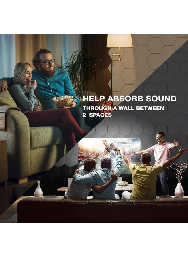 12 Pack Hexagon Acoustic Panels,  High Density Sound Absorbing Panels Sound Proof Insulation Beveled Edge Studio Treatment Tiles (Color : White)  - Image 4